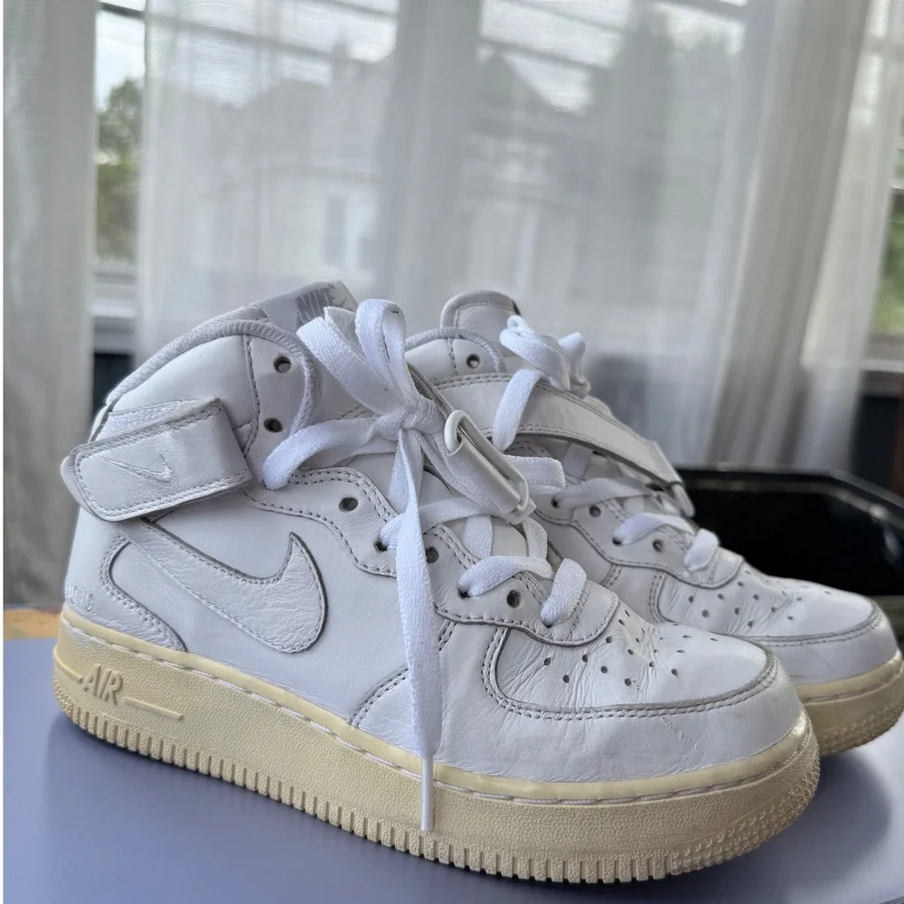 Nike Air Force 1 High NikeiD‎ Custom 2015 White Leather Aged Sole Rare Sz 5.5/7W